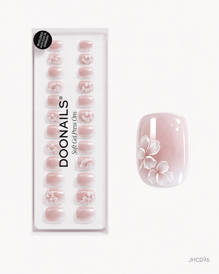 Hvit ombré & blomster – kort firkantet – pakke – JHC096