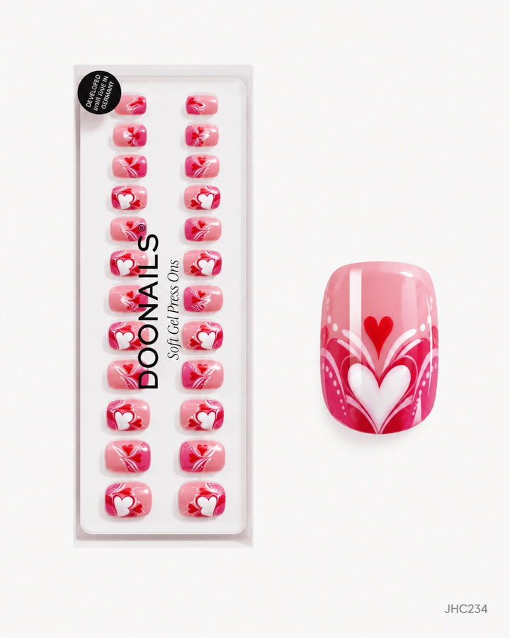 Cerise hjerter – kort firkantet – pakke – JHC234