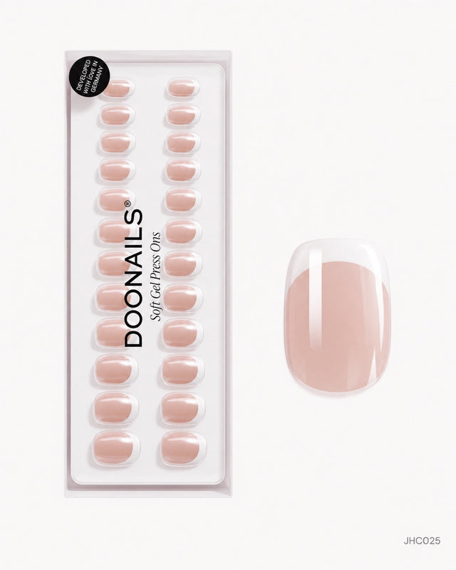 Tynn hvit fransk – kort rund – pakke – JHC025