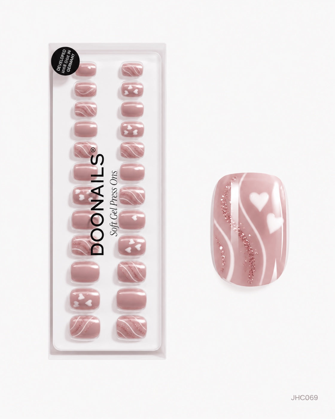 Nude hjerter – kort firkantet – pakke – JHC069