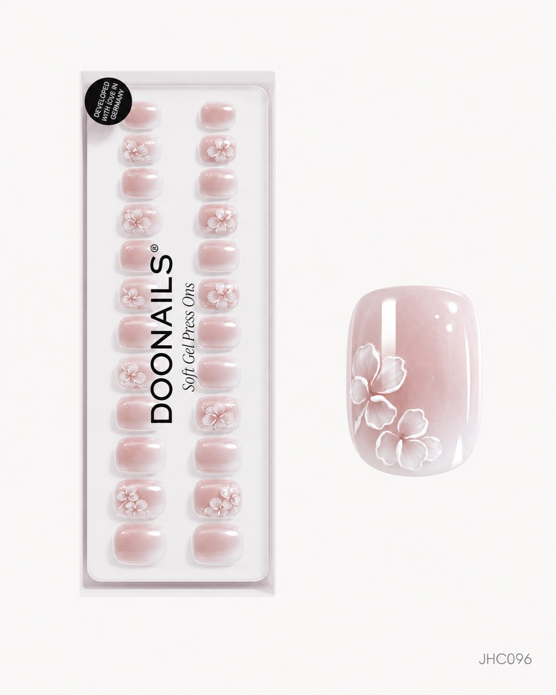 Hvit ombré & blomster – kort firkantet – pakke – JHC096