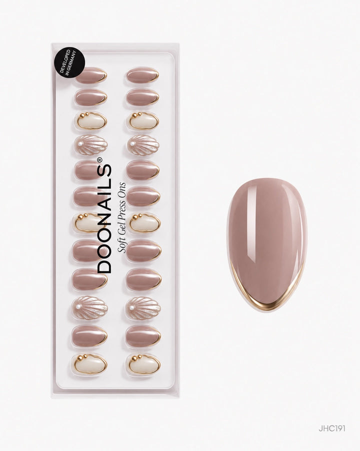Nude & gullramme – middels mandel – pakke – JHC191
