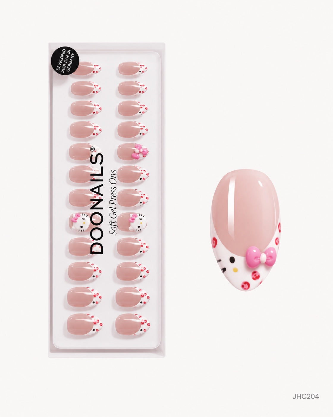 Rosa sløyfer & fransk – middels mandel – pakke – JHC204