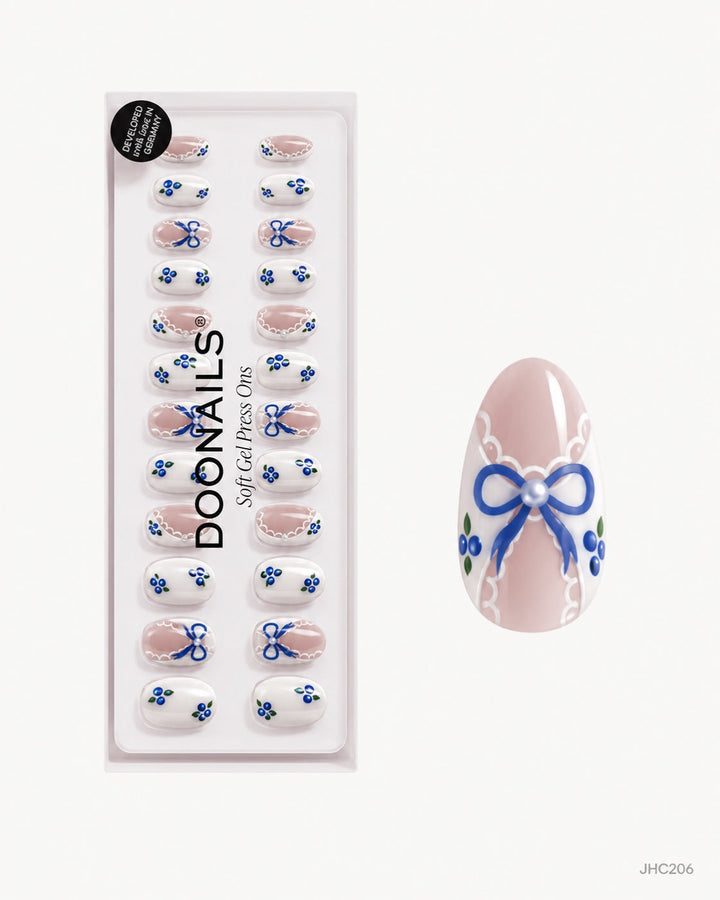 Blå blonder & blomster – middels mandel – pakke – JHC206