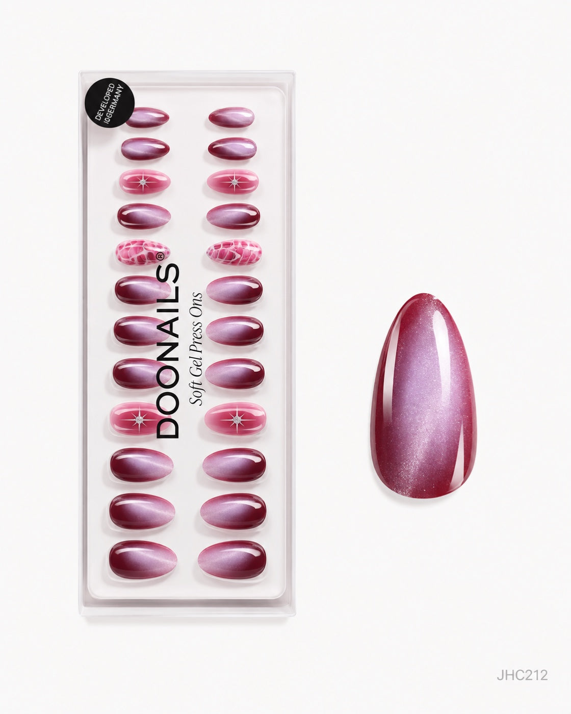 Rosa skimrende mix – lang mandel – pakke – JHC212