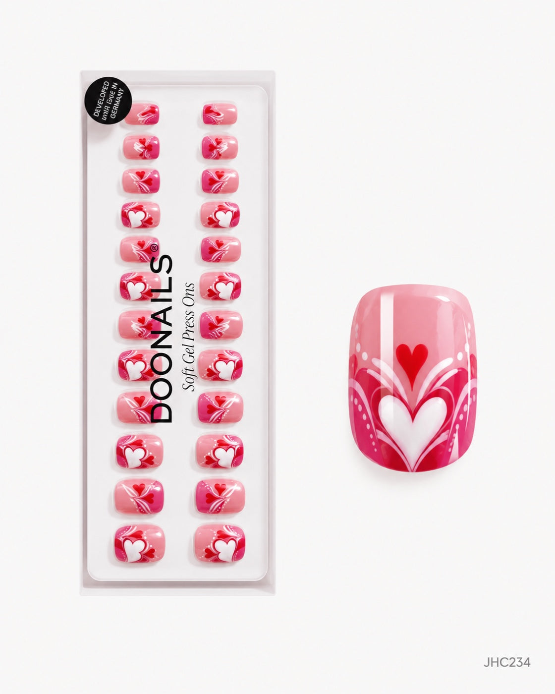 Cerise hjerter – kort firkantet – pakke – JHC234