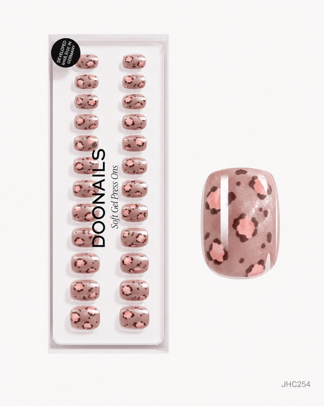 Rosa leopard – kort firkantet – pakke – JHC254