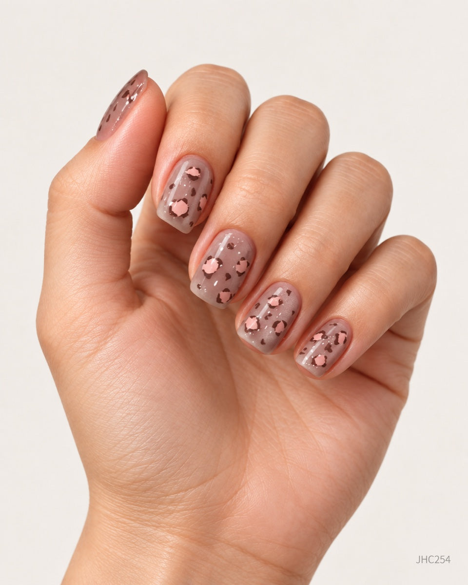 Rosa leopard – kort firkantet – JHC254