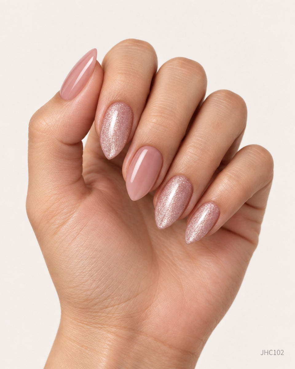 Roséglittermix – Middels lang mandel – JHC102